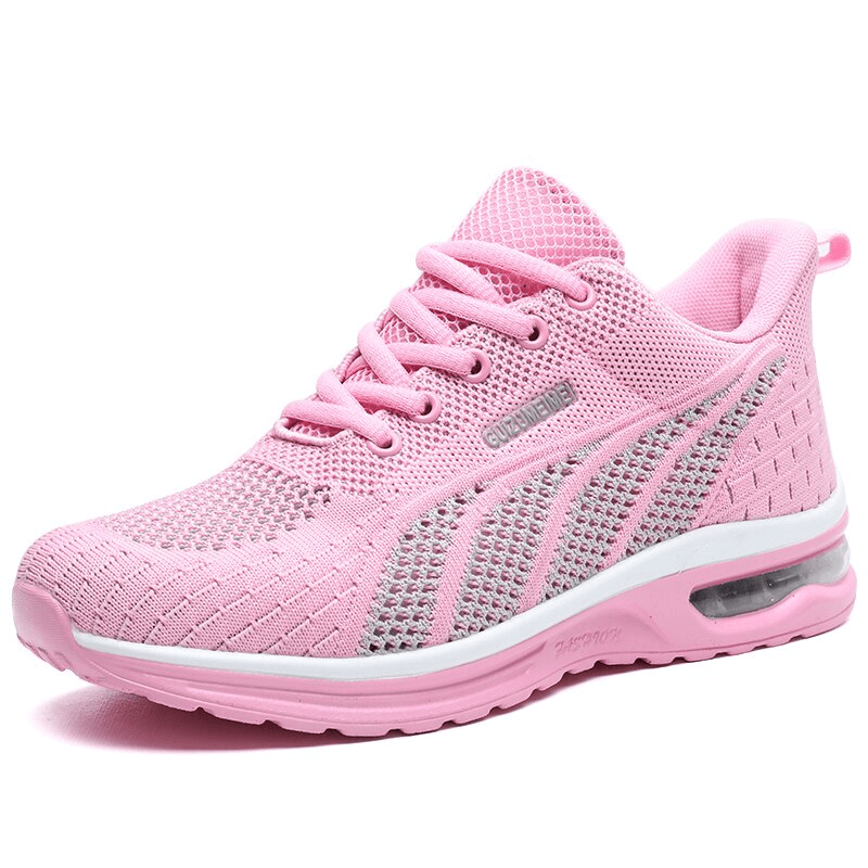 Pink stylish mesh flexible lace-up women's sneakers with cushioning, low upper height, and bonded leather insole - SF1414.